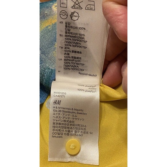 H&M Midi Summer Dress Sz 12 Floral Yellow Purple Sleeveless Cottagecore - Picture 16 of 16